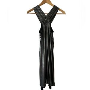 BCBGeneration Braided-Neck Halter Metallic Silver Mini Dress Size XS/S